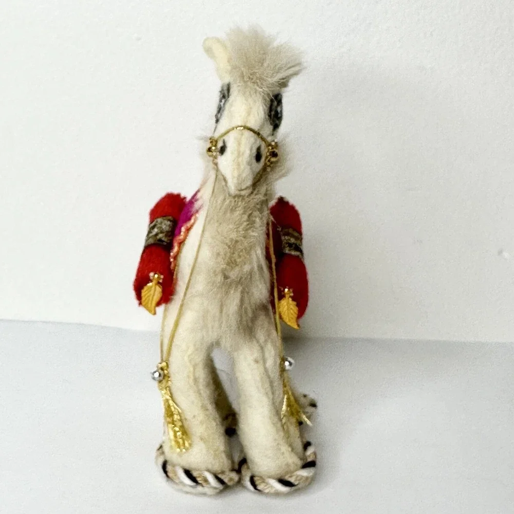 Kazakhstan Standing‎ Camel Plush With Gold Fringe Embellishments Handmade
